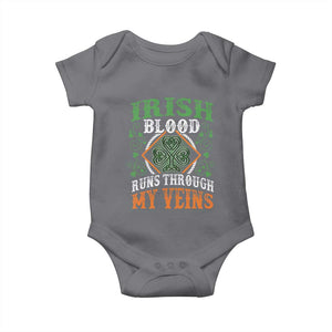 Funny Irish Blood Runs Through My Veins Baby Onesie Irish Pride Shamrock TS11 Charcoal Print Your Wear