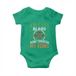 Funny Irish Blood Runs Through My Veins Baby Onesie Irish Pride Shamrock TS11 Irish Green Print Your Wear