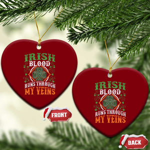 Funny Irish Blood Runs Through My Veins Ceramic Ornament Irish Pride Shamrock TS11 Print Your Wear