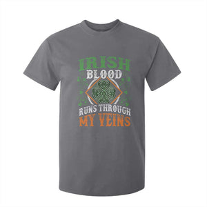 Funny Irish Blood Runs Through My Veins T Shirt For Kid Irish Pride Shamrock TS11 Charcoal Print Your Wear