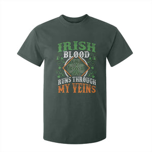 Funny Irish Blood Runs Through My Veins T Shirt For Kid Irish Pride Shamrock TS11 Dark Forest Green Print Your Wear