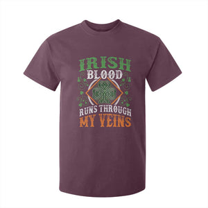 Funny Irish Blood Runs Through My Veins T Shirt For Kid Irish Pride Shamrock TS11 Maroon Print Your Wear