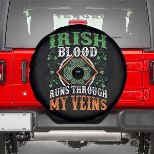 Funny Irish Blood Runs Through My Veins Spare Tire Cover Irish Pride Shamrock TS11 Black Print Your Wear