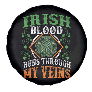 Funny Irish Blood Runs Through My Veins Spare Tire Cover Irish Pride Shamrock TS11 Print Your Wear