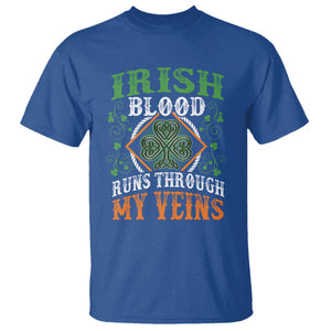 Funny Irish Blood Runs Through My Veins T Shirt Irish Pride Shamrock TS11 Royal Blue Print Your Wear