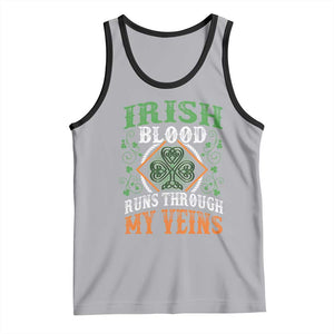Funny Irish Blood Runs Through My Veins Tank Top Irish Pride Shamrock TS11 Athletic Heather Black Print Your Wear