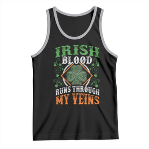 Funny Irish Blood Runs Through My Veins Tank Top Irish Pride Shamrock TS11 Black Athletic Heather Print Your Wear