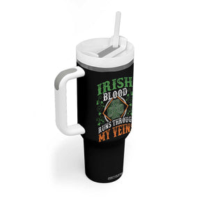 Funny Irish Blood Runs Through My Veins Tumbler With Handle Irish Pride Shamrock TS11 Print Your Wear