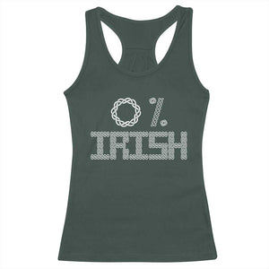 Funny St Patrick's Day 0% Irish Racerback Tank Top Celtic Knot TS11 Dark Forest Green Print Your Wear