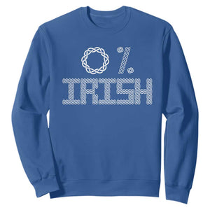 Funny St Patrick's Day 0% Irish Sweatshirt Celtic Knot TS11 Royal Blue Print Your Wear