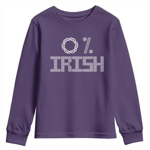 Funny St Patrick's Day 0% Irish Youth Sweatshirt Celtic Knot TS11 Purple Print Your Wear