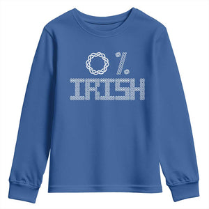 Funny St Patrick's Day 0% Irish Youth Sweatshirt Celtic Knot TS11 Royal Blue Print Your Wear