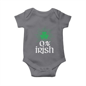 Funny 0% Irish St Patrick's Day Baby Onesie Vintage Shamrock TS11 Charcoal Print Your Wear