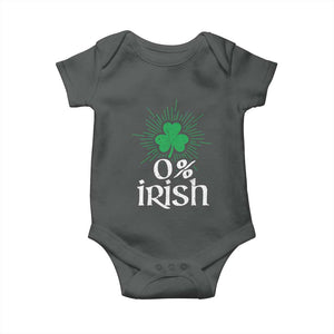 Funny 0% Irish St Patrick's Day Baby Onesie Vintage Shamrock TS11 Dark Heather Print Your Wear