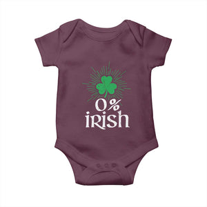 Funny 0% Irish St Patrick's Day Baby Onesie Vintage Shamrock TS11 Maroon Print Your Wear