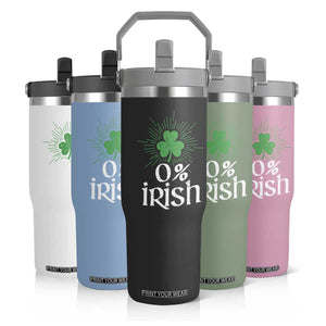 Funny 0% Irish St Patrick's Day Flip Straw Tumbler Vintage Shamrock TS11 Print Your Wear