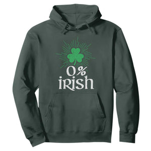 Funny 0% Irish St Patrick's Day Hoodie Vintage Shamrock TS11 Dark Forest Green Print Your Wear