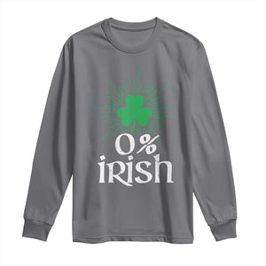 Funny 0% Irish St Patrick's Day Long Sleeve Shirt Vintage Shamrock TS11 Charcoal Print Your Wear