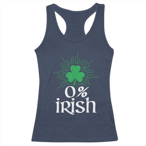 Funny 0% Irish St Patrick's Day Racerback Tank Top Vintage Shamrock TS11 Navy Print Your Wear