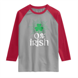 Funny 0% Irish St Patrick's Day Raglan Shirt Vintage Shamrock TS11 Sport Gray Red Print Your Wear