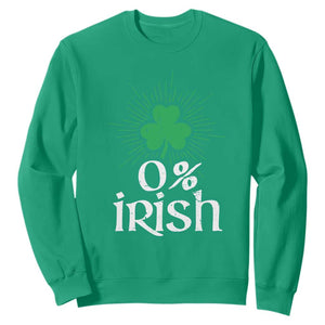 Funny 0% Irish St Patrick's Day Sweatshirt Vintage Shamrock TS11 Irish Green Print Your Wear