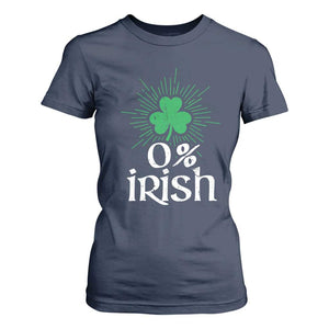 Funny 0% Irish St Patrick's Day T Shirt For Women Vintage Shamrock TS11 Navy Print Your Wear