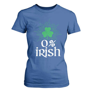 Funny 0% Irish St Patrick's Day T Shirt For Women Vintage Shamrock TS11 Royal Blue Print Your Wear