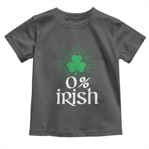 Funny 0% Irish St Patrick's Day Toddler T Shirt Vintage Shamrock TS11 Dark Heather Print Your Wear