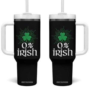 Funny 0% Irish St Patrick's Day Tumbler With Handle Vintage Shamrock TS11 One Size: 40 oz Black Print Your Wear