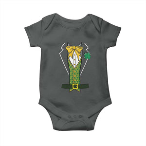 Funny St Patrick's Day Leprechaun Cosplay Tuxedo Baby Onesie TS11 Dark Heather Print Your Wear