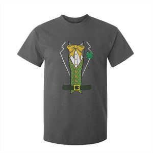 Funny St Patrick's Day Leprechaun Cosplay Tuxedo T Shirt For Kid TS11 Dark Heather Print Your Wear