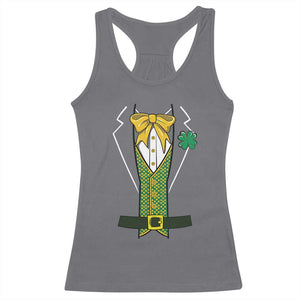 Funny St Patrick's Day Leprechaun Cosplay Tuxedo Racerback Tank Top TS11 Charcoal Print Your Wear