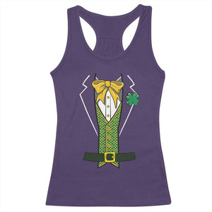 Funny St Patrick's Day Leprechaun Cosplay Tuxedo Racerback Tank Top TS11 Purple Print Your Wear