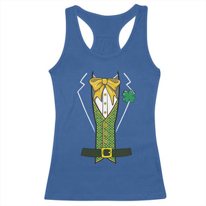 Funny St Patrick's Day Leprechaun Cosplay Tuxedo Racerback Tank Top TS11 Royal Blue Print Your Wear