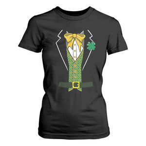 Funny St Patrick's Day Leprechaun Cosplay Tuxedo T Shirt For Women TS11 Black Print Your Wear