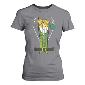 Funny St Patrick's Day Leprechaun Cosplay Tuxedo T Shirt For Women TS11 Charcoal Print Your Wear