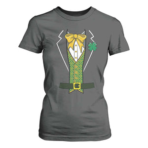 Funny St Patrick's Day Leprechaun Cosplay Tuxedo T Shirt For Women TS11 Dark Heather Print Your Wear