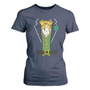 Funny St Patrick's Day Leprechaun Cosplay Tuxedo T Shirt For Women TS11 Navy Print Your Wear