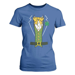 Funny St Patrick's Day Leprechaun Cosplay Tuxedo T Shirt For Women TS11 Royal Blue Print Your Wear