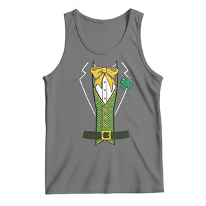 Funny St Patrick's Day Leprechaun Cosplay Tuxedo Tank Top TS11 Black Heather Print Your Wear
