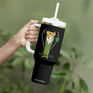 Funny St Patrick's Day Leprechaun Cosplay Tuxedo Tumbler With Handle TS11 Print Your Wear