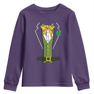 Funny St Patrick's Day Leprechaun Cosplay Tuxedo Youth Sweatshirt TS11 Purple Print Your Wear