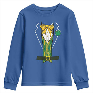 Funny St Patrick's Day Leprechaun Cosplay Tuxedo Youth Sweatshirt TS11 Royal Blue Print Your Wear