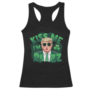 Funny Trump St Patrick's Day Racerback Tank Top Kiss Me I'm Rizz Shamrock TS11 Black Print Your Wear