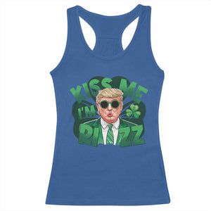 Funny Trump St Patrick's Day Racerback Tank Top Kiss Me I'm Rizz Shamrock TS11 Royal Blue Print Your Wear