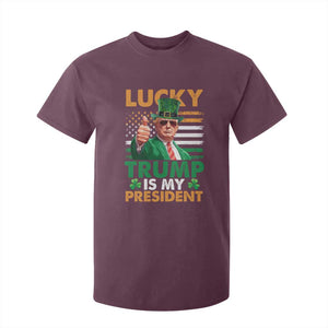 Funny Trump St Patrick's Day T Shirt For Kid Lucky Trump Is My President American Ireland Flag TS11 Maroon Print Your Wear