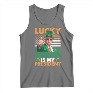 Funny Trump St Patrick's Day Tank Top Lucky Trump Is My President American Ireland Flag TS11 Black Heather Print Your Wear