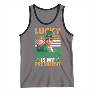 Funny Trump St Patrick's Day Tank Top Lucky Trump Is My President American Ireland Flag TS11 Deep Heather Black Print Your Wear