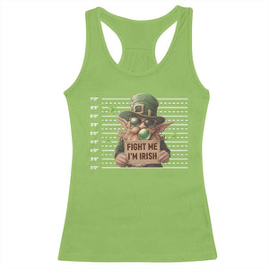 Funny Fight Me I'm Irish Racerback Tank Top Leprechaun Mug Shot St Patrick's Day TS11 Lime Print Your Wear