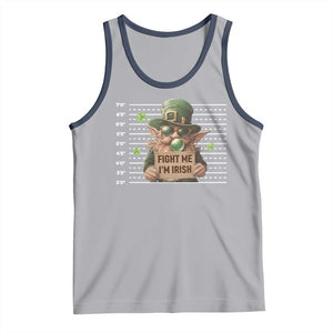 Funny Fight Me I'm Irish Tank Top Leprechaun Mug Shot St Patrick's Day TS11 Athletic Heather Navy Print Your Wear